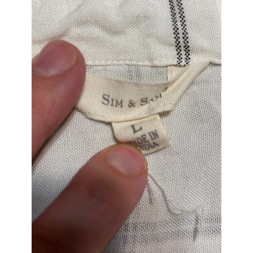 Sim & Sam Shirt Womens Size L White Plaid Button Down High Low Short Sleeve - Picture 6 of 12